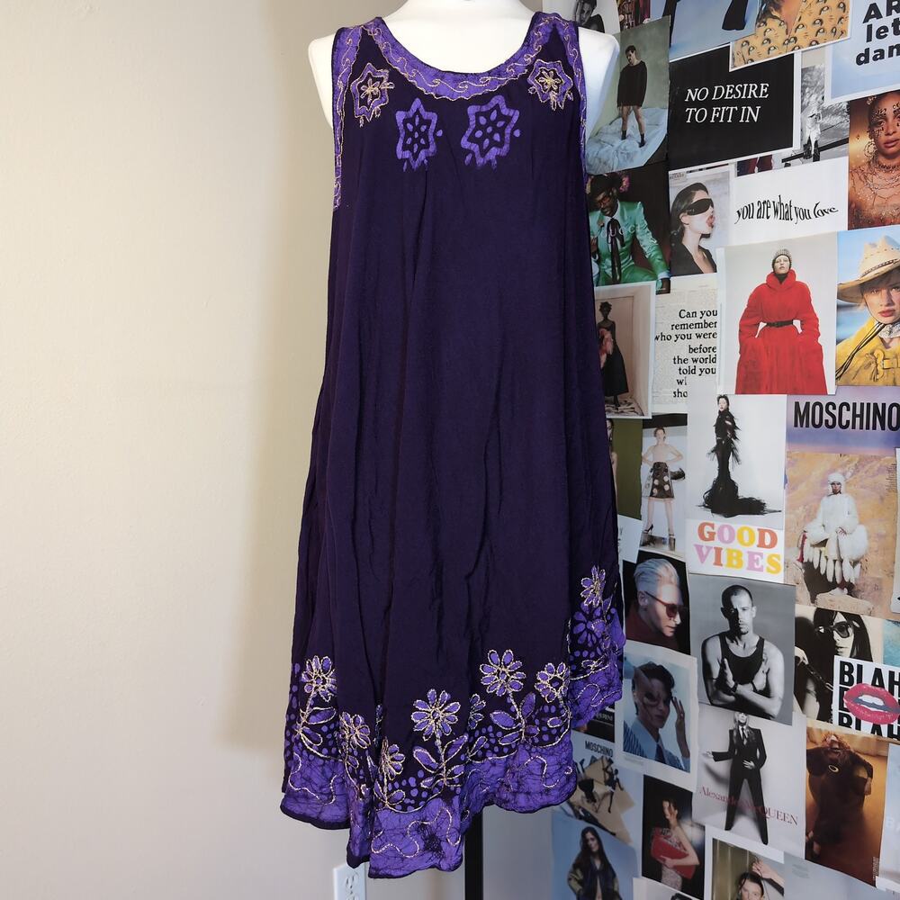 Embroidered Floral Sleeveless Dress Bohemian